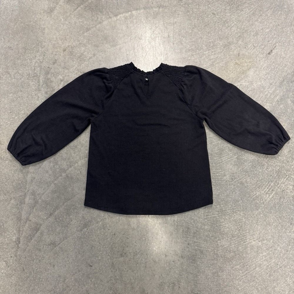 Current Air Los Angeles Women's Black Smocked Puff Sleeve Blouse Small